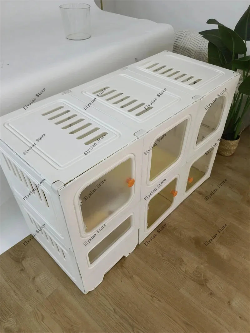 Home Cat Cages  Litter Box Integrated Transparent  Villa Indoor Fence Pet Cabinet with Closed Toilet  House Ek
