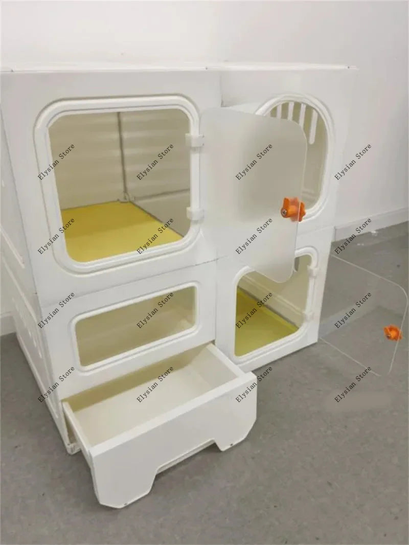 Home Cat Cages  Litter Box Integrated Transparent  Villa Indoor Fence Pet Cabinet with Closed Toilet  House Ek